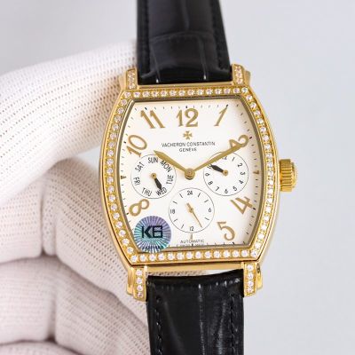 Vacheron Constantin Malte Tonneau 9100 Movement 316L Steel Italian Calfskin Strap Watch